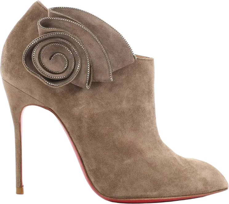 Christian Louboutin Christian Louboutin Mrs Baba 100 Suede Booties in Taupe, Size 37 EU