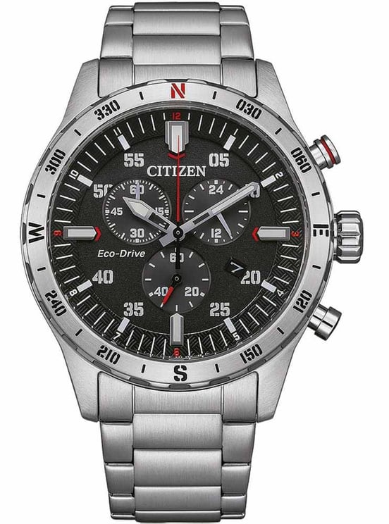 Citizen Citizen Horloge AT2520-89E Staal Eco-drive Chronograaf 100m Waterdicht met Grijze Wijzerplaat 43mm