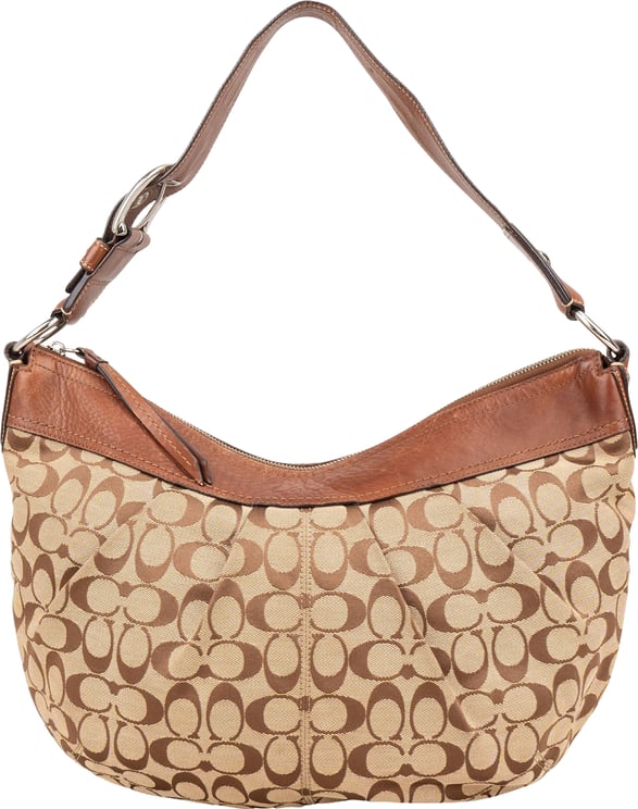 Coach Coach Signature Monogram Pleated Hobo Shoulder Bag