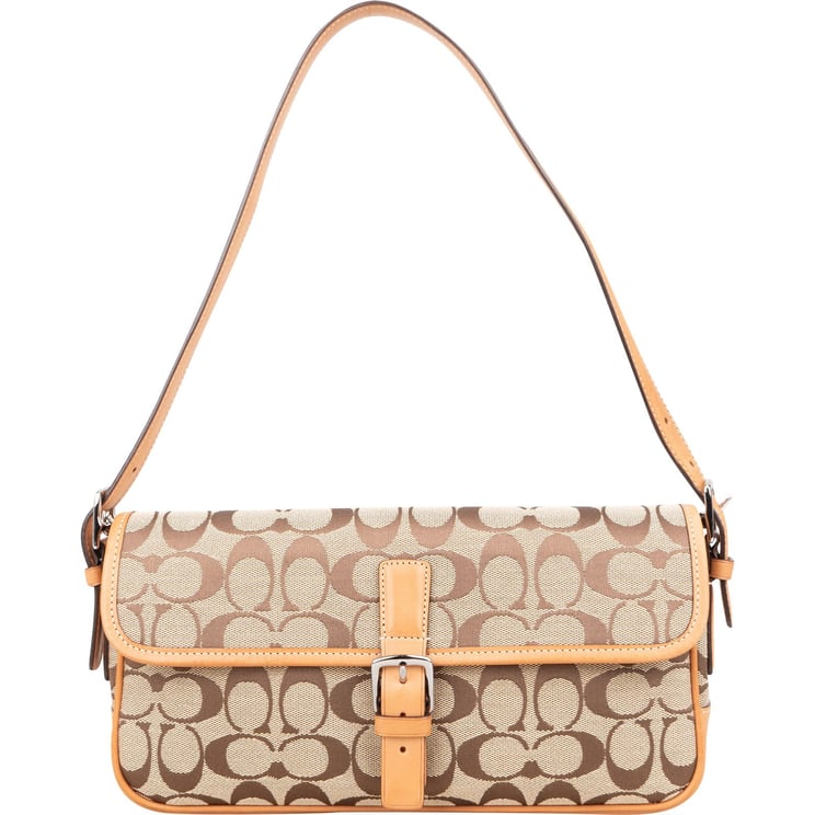 Coach Coach Monogram Signature Flap Baguette Shoulder Bag