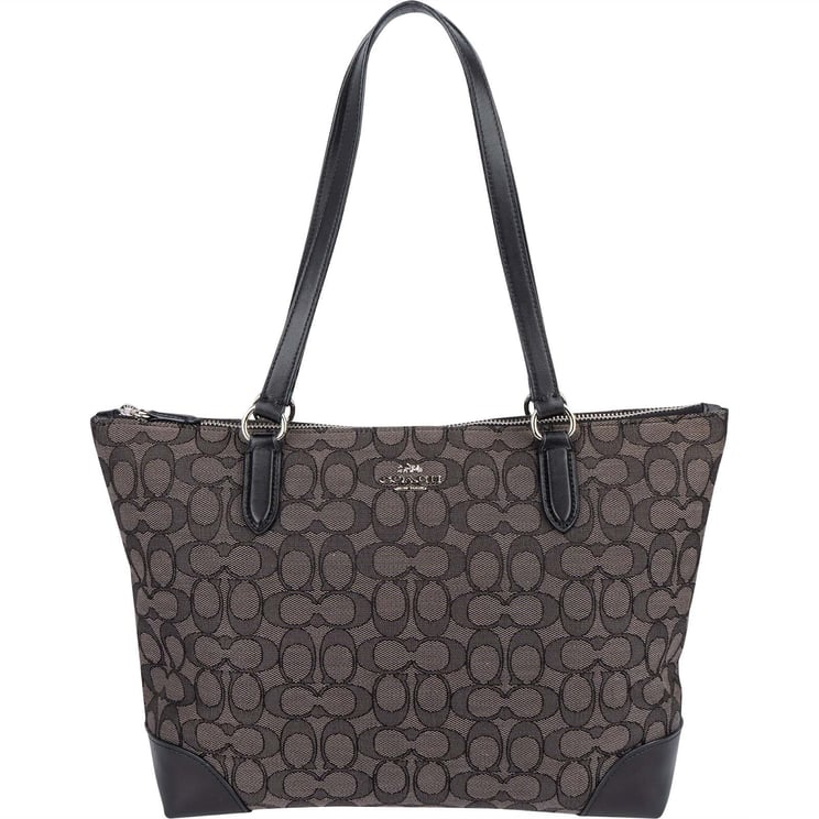 Coach Coach Black Leather Monogram Signature Zip Tote Shoulder Bag