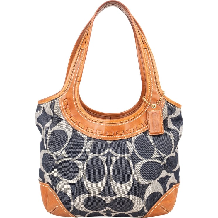 Coach Coach Monogram Signature Denim and Leather Ergo Shoulder Bag