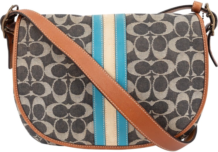 Coach Coach Monogram Signature Stripe Saddle Crossbody Bag