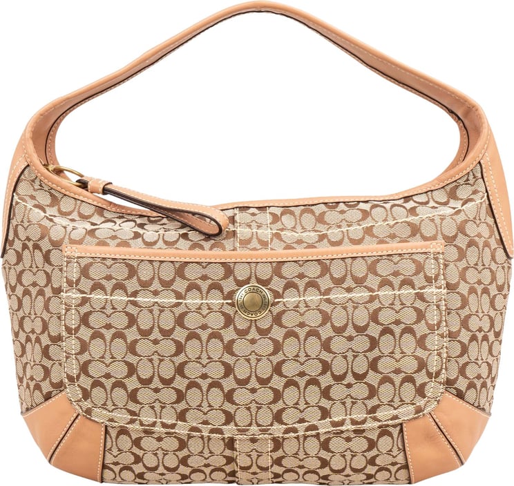 Coach Coach Monogram Signature Pleated Hobo Shoulder Bag