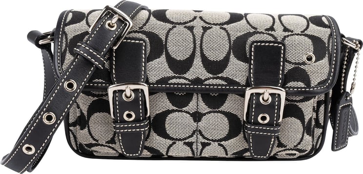 Coach Coach Monogram Signature  Double Buckle Flap Mini Crossbody Bag