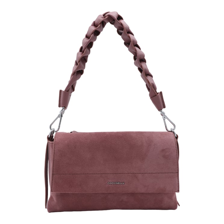 Coccinelle Muted Mauve Suede Handbag with Braided Handle