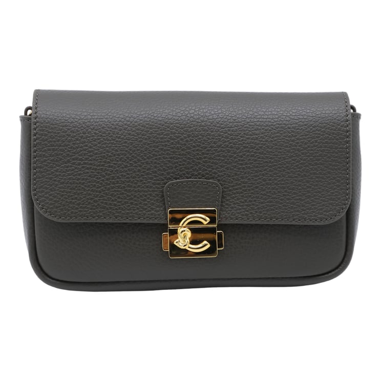 Coccinelle Pebbled Texture Crossbody Bag with Decorative Closure