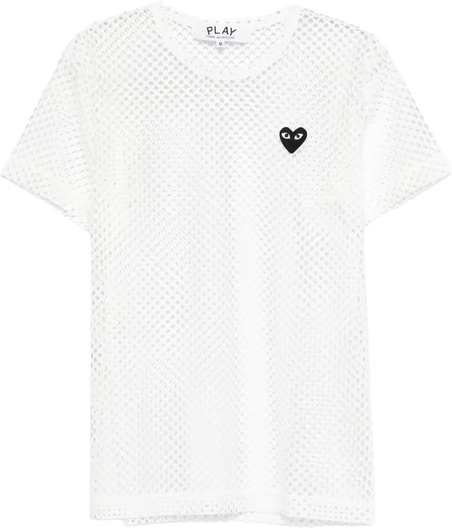 Comme des Garçons T-shirt Red Emblem Mesh Black Heart White