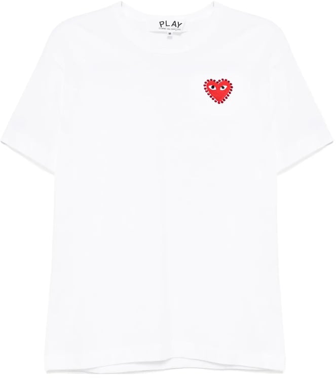 Comme des Garçons T-shirt Rhinestone Emblem Rhinestone Heart White/red