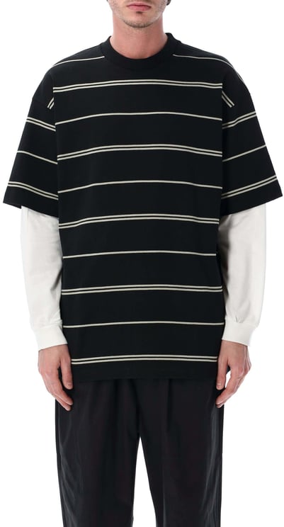 Comme des Garçons Stripes Double Sleeve Tee Black Grey