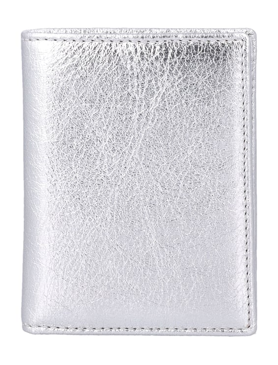 Comme des Garçons Textured Metallic Silver Bifold Wallet With Card Slots