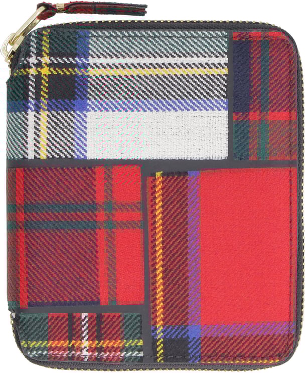 Comme des Garçons Tartan motif zip around wallet