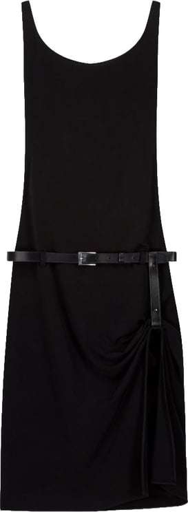 Coperni Black Sleeveless Fitted Ruched Mini Dress