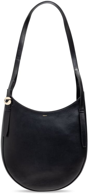 Coperni Curved Black Calf Leather Shoulder Bag