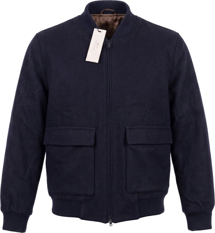 Corneliani Corneliani O.Wear Bomber Jacket in Navy Blue, Size 50 IT