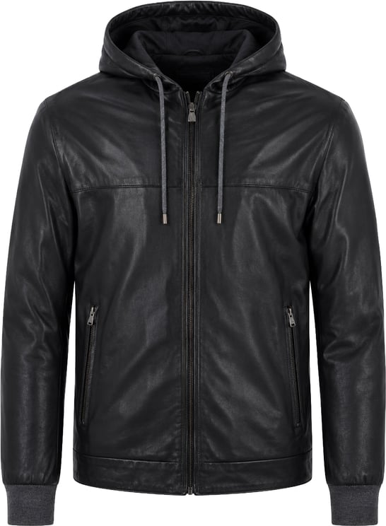 Corneliani Corneliani Leather Double Side Jacket in Black, Size 50 IT