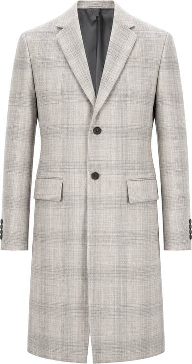 Corneliani Corneliani Single-Breasted Check Wool Coat in Gray, Size 52 IT