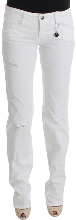 Costume National Costume National White Cotton Slim Fit Denim Bootcut Jeans