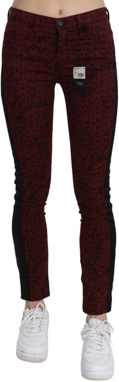 Costume National Costume National Dark Red Mid Waist Slim Fit Cotton Jeans