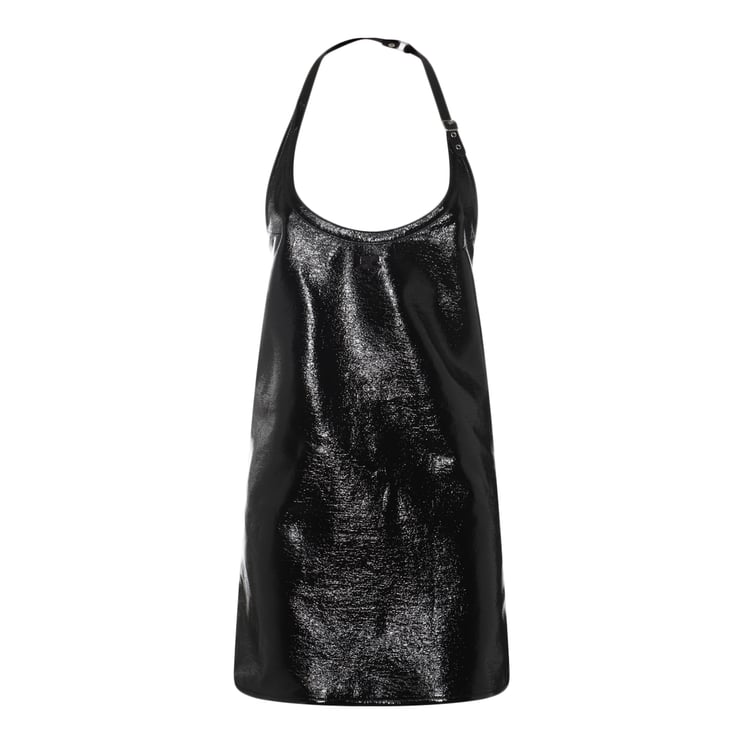 COURREGES Halter Neck Mini Dress with Reflective Black Finish