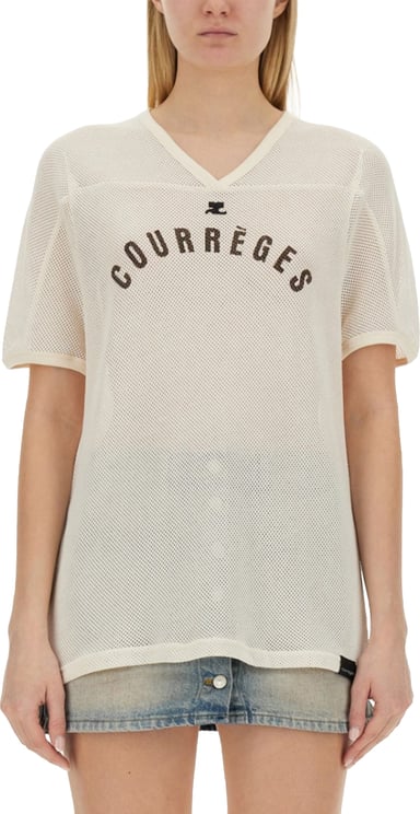 COURREGES Sporty V-Neck T-Shirt