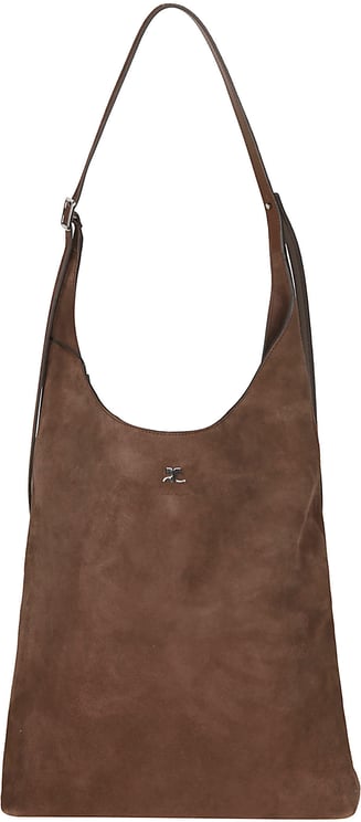 COURREGES Large Melt Suede Tote Bag Brown