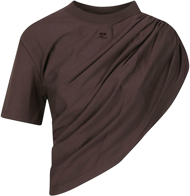 COURREGES Asymmetrical Twist T-shirt Brown