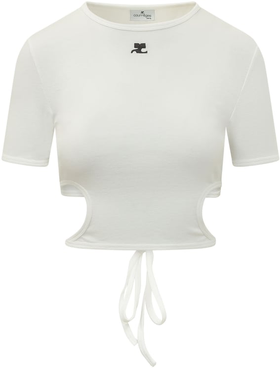 COURREGES T-shirt con Cut Out e Laccio