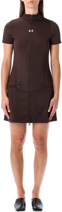 COURREGES Interlock Tracksuit Mini Dress Marrone