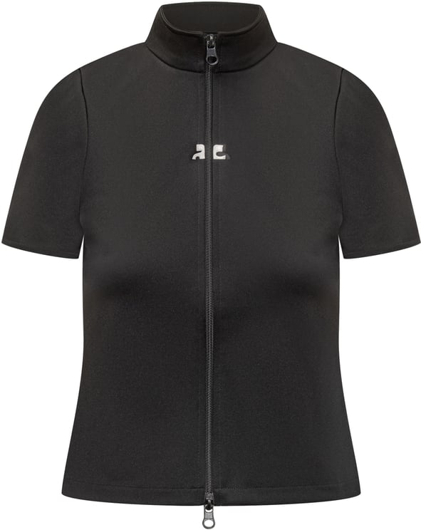 COURREGES T-shirt nera Courrèges con zip