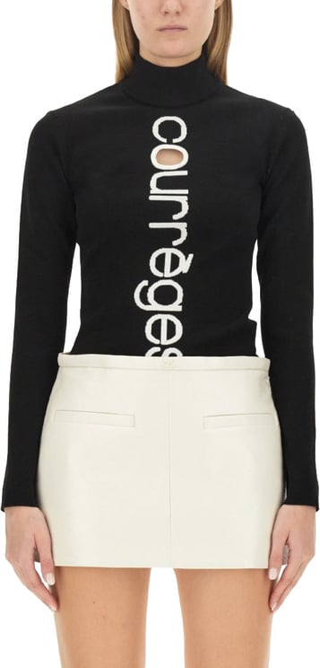COURREGES High Neck Black Jersey