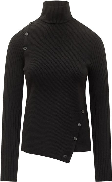 COURREGES Courrèges Dolcevita a Coste con Bottoni Laterali