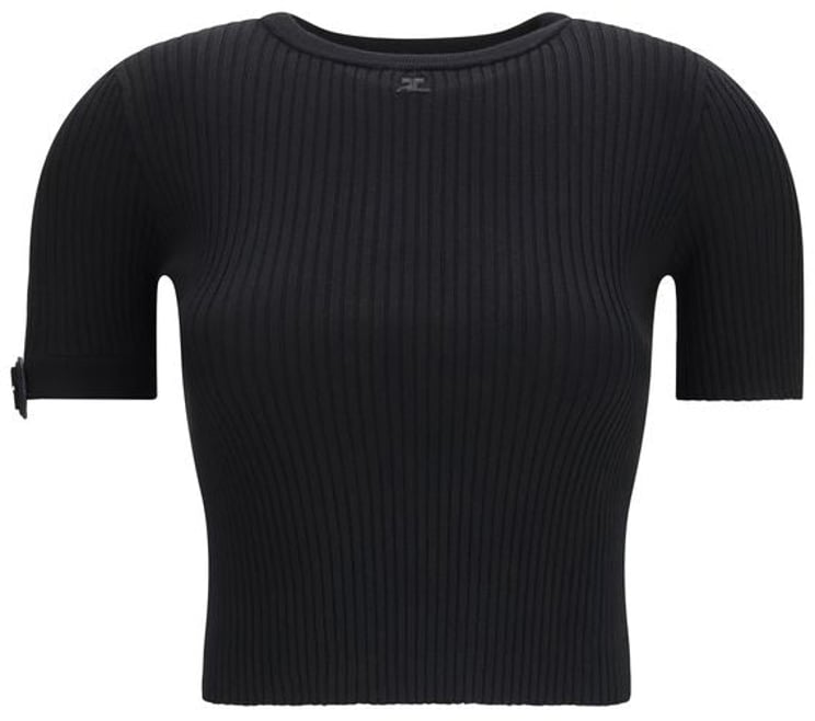 COURREGES Courrèges Black Viscose T-Shirt