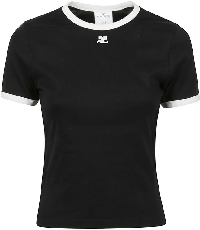 COURREGES Signature Contrast T-shirt Black