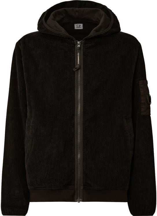 CP Company Heren Curduroy Zip Hooded Zwart
