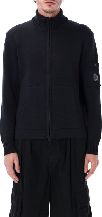 CP Company Knitwear Cardigan In Compact Cotton Blu