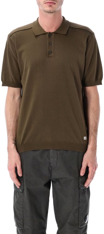 CP Company S/S Polo Sweater Dark Olive