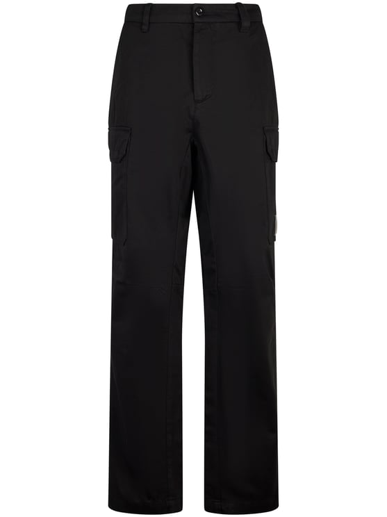 CP Company Loose Cargo Pants in Black Cotton Gabardine