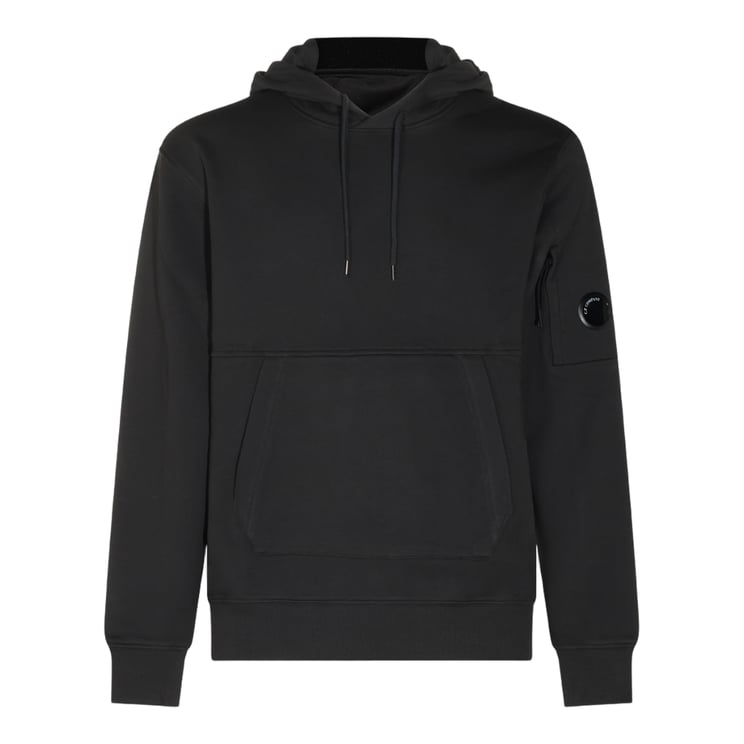CP Company Black Hooded Sweater With Distinctive Logo Patch