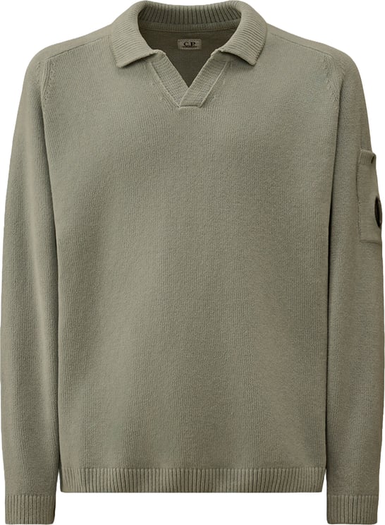CP Company Katoenen chenille polo trui met lens, grijs
