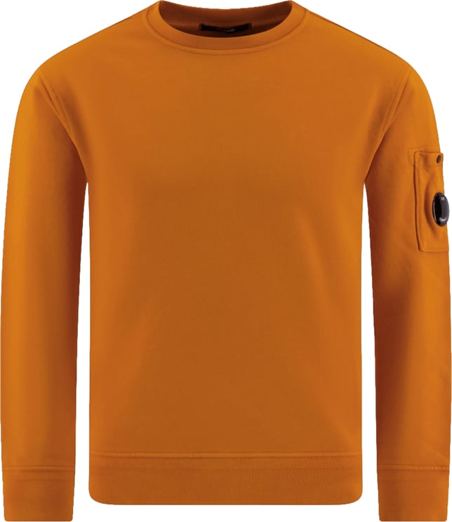 CP Company Katoenen fleece trui met ronde hals en diagonale strepen, oranje