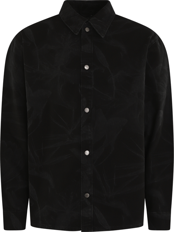 Daily Paper Heren Floral Lasar Demin Shirt Zwart