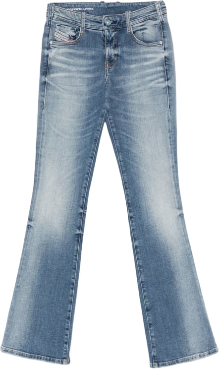 Diesel Faded Blue Denim Jeans with Flared Silhouette