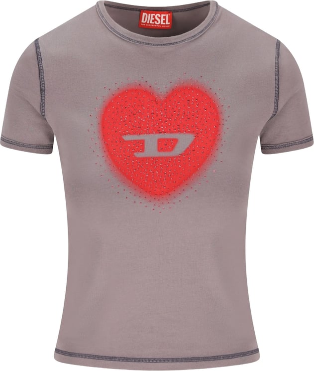 Diesel T-SHIRT CON STAMPA A CUORE E BORCHIE