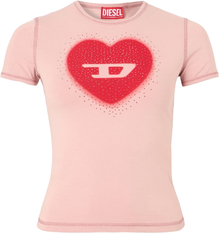 Diesel T-SHIRT CON STAMPA A CUORE E BORCHIE