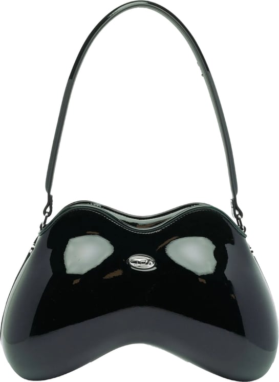 Diesel Black Play Double-D Curved Patent Handbag