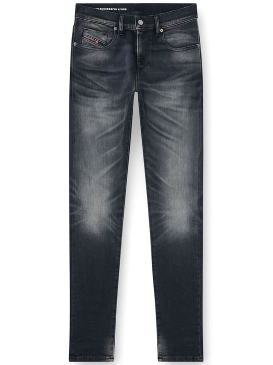 Diesel Slim-Fit Black Jeans With Subtle Whiskering