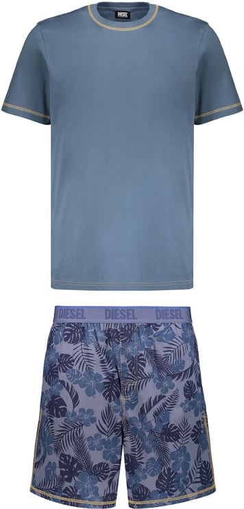 Diesel Complete cotton jersey two-piece pajama set with simple T-shirt