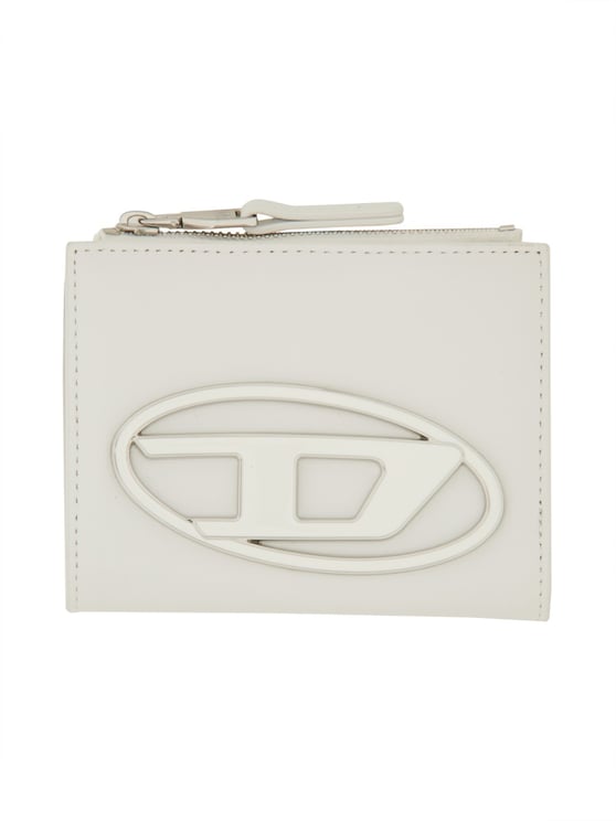 Diesel White Zippered Smooth Leather Wallet