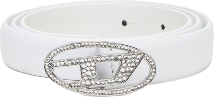 Diesel 1dr Crystal Logo Strass Belt White
